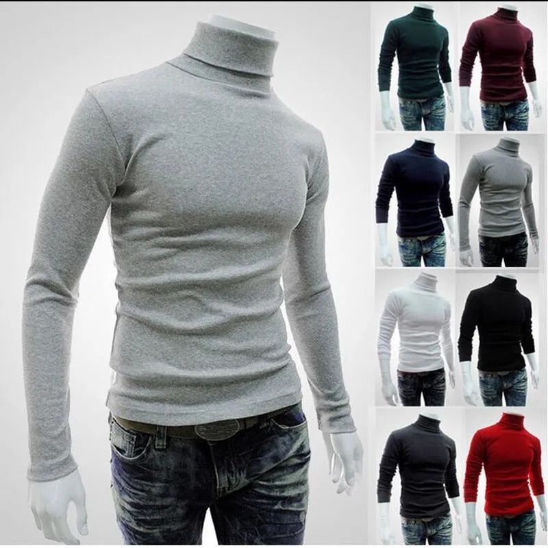 2020 New Autumn Winter Men'S sweater Men's Turtleneck Solid Color Casual Sweater Men's Slim Fit Brand Knitted Pullovers