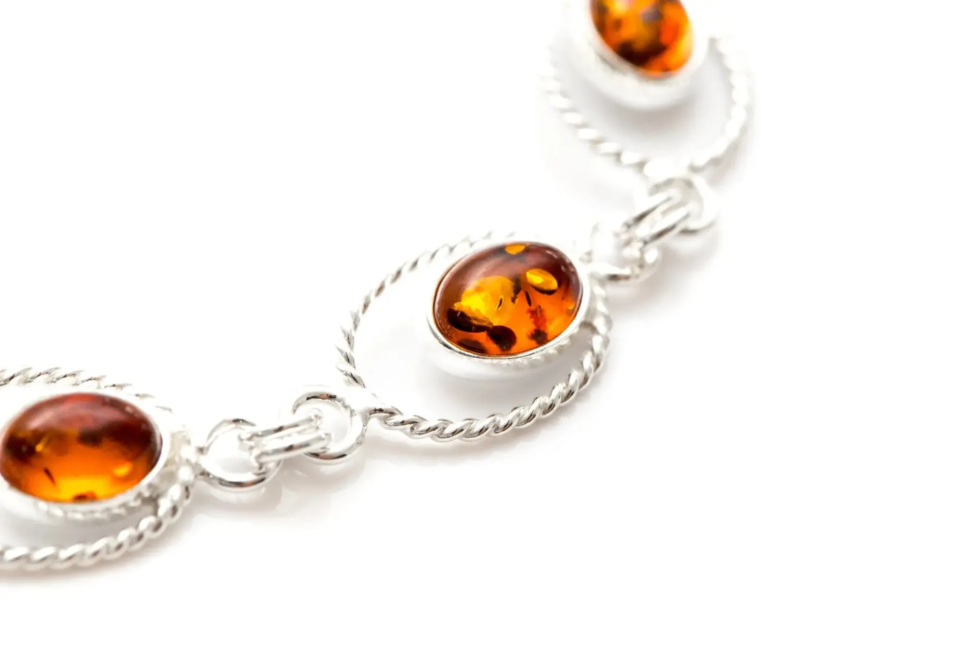 Amber Quintessence Link Bracelet - Timeless Elegance in Classic Amber Jewelry