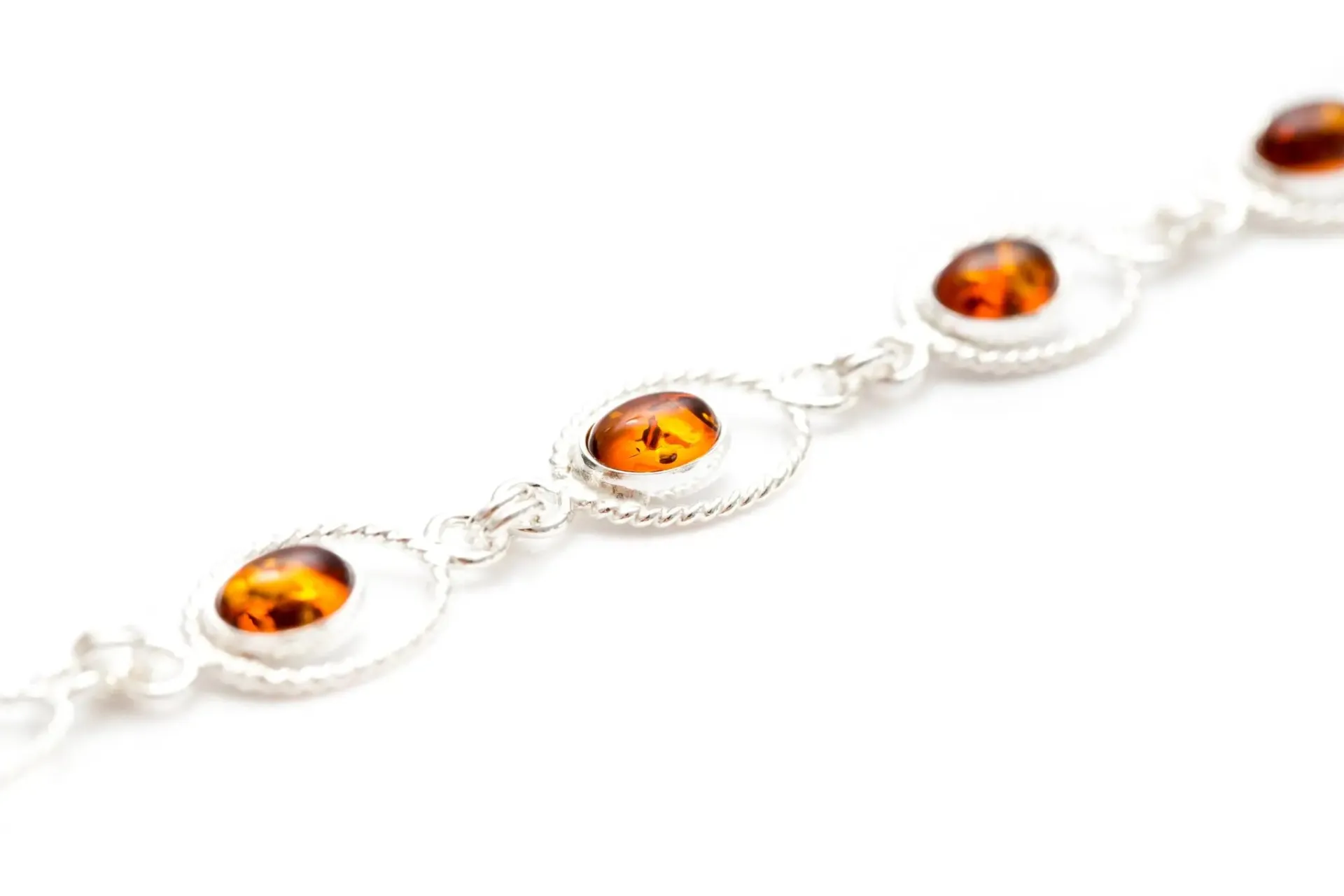 Amber Quintessence Link Bracelet - Timeless Elegance in Classic Amber Jewelry