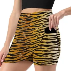 Animal Print A-Line Skirt with Pocket Light proof trouser skirt