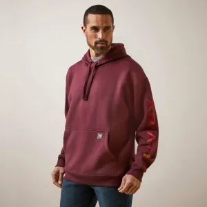 Ariat Men's Rebar Logo Hoodie in Malbec & Brick Red