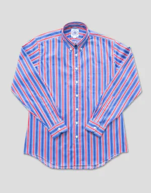 AWNING STRIPE LONG SLEEVE SHIRT - BLUE/WHITE/RED