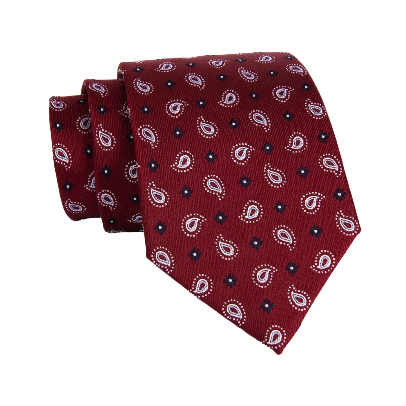 Bar Harbor Paisley Silk Tie, Red / Navy / Silver