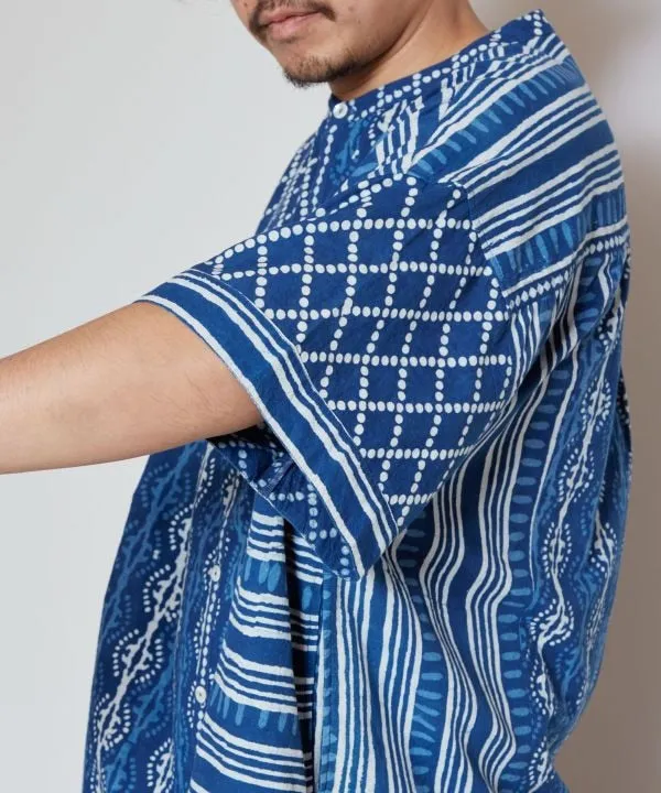 Block Print Effortless Collarless Shirt