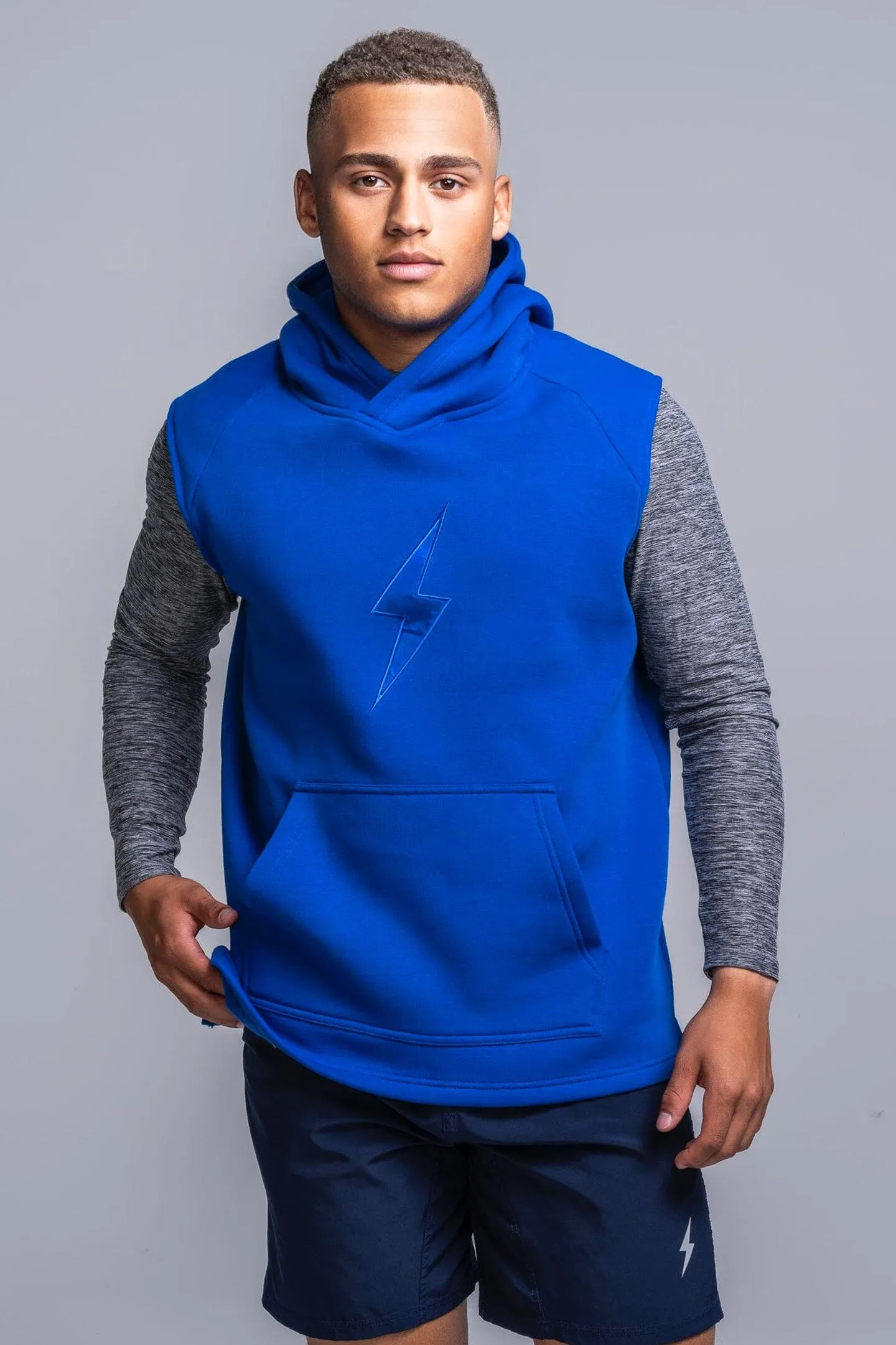 BRUCE BOLT "BOLT" Sleeveless Hoodie - ROYAL w/ Royal Bolt