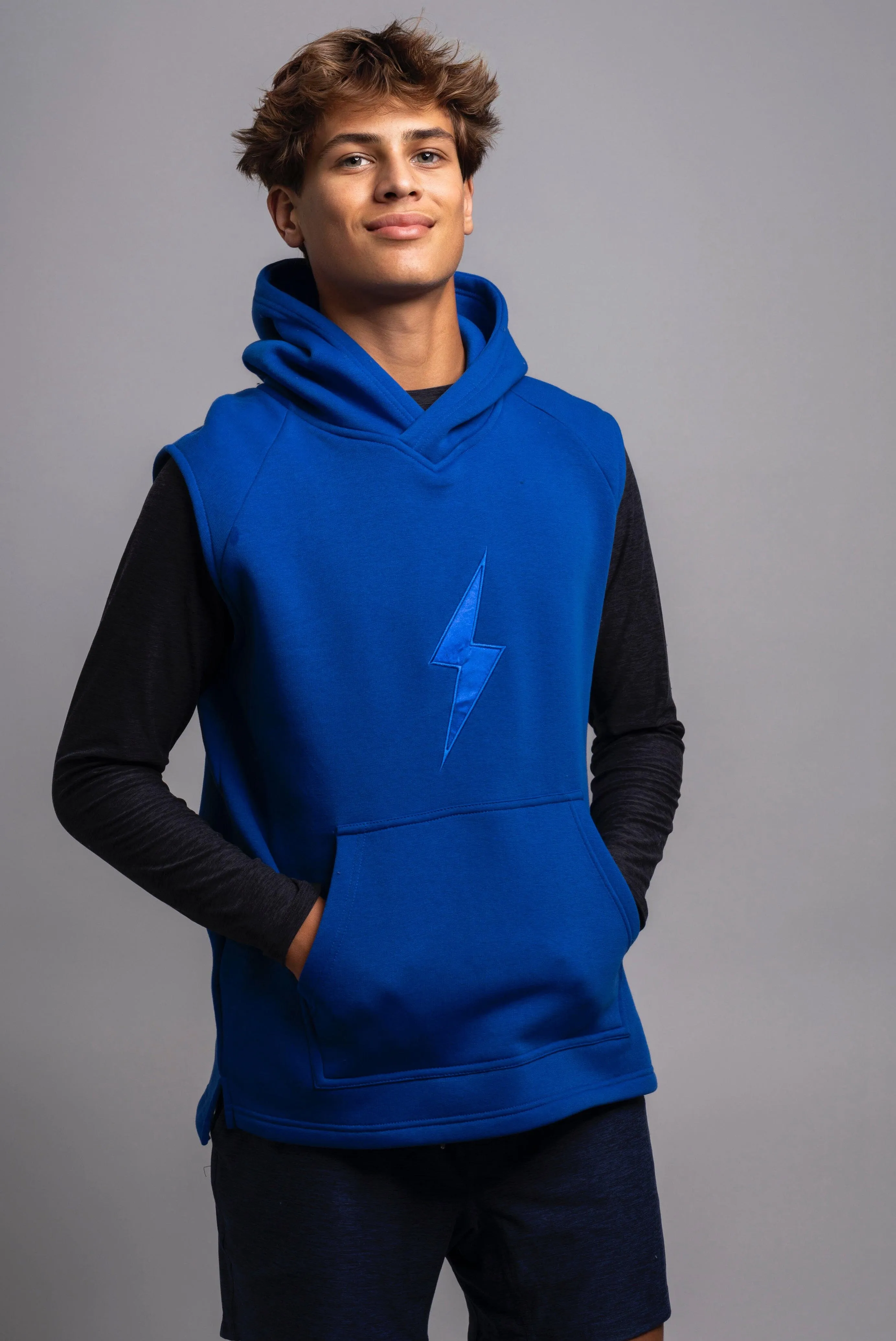 BRUCE BOLT "BOLT" Sleeveless Hoodie - ROYAL w/ Royal Bolt