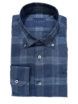 Calder Shirt Melange End on End Twill Windowpane Midnight