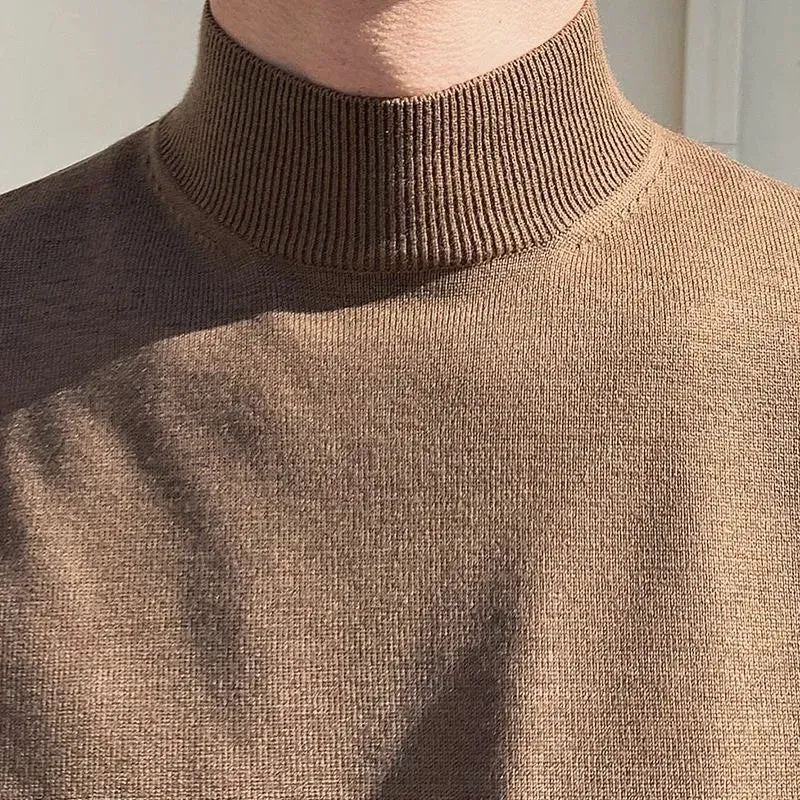 ChicMy-Fall Outfits -Solid-color Half Turtleneck Bottoming Sweater Men Long Sleeve Korean Fashion Autumn and Winter Casual All-match Pullover Men