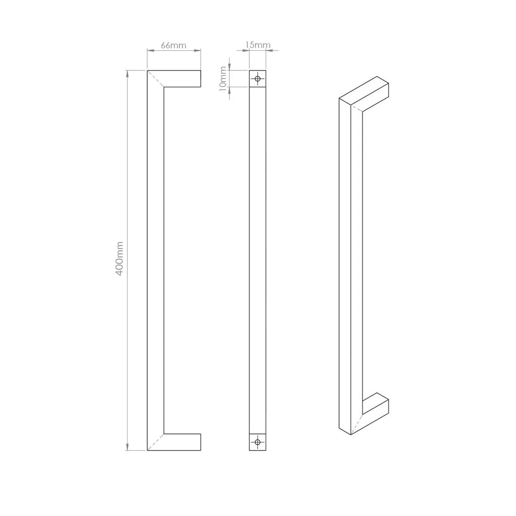 Concord XL 400mm Back to Back Pull Handle Pack - 3 Radius Cornered Hinges - Satin Stainless Steel