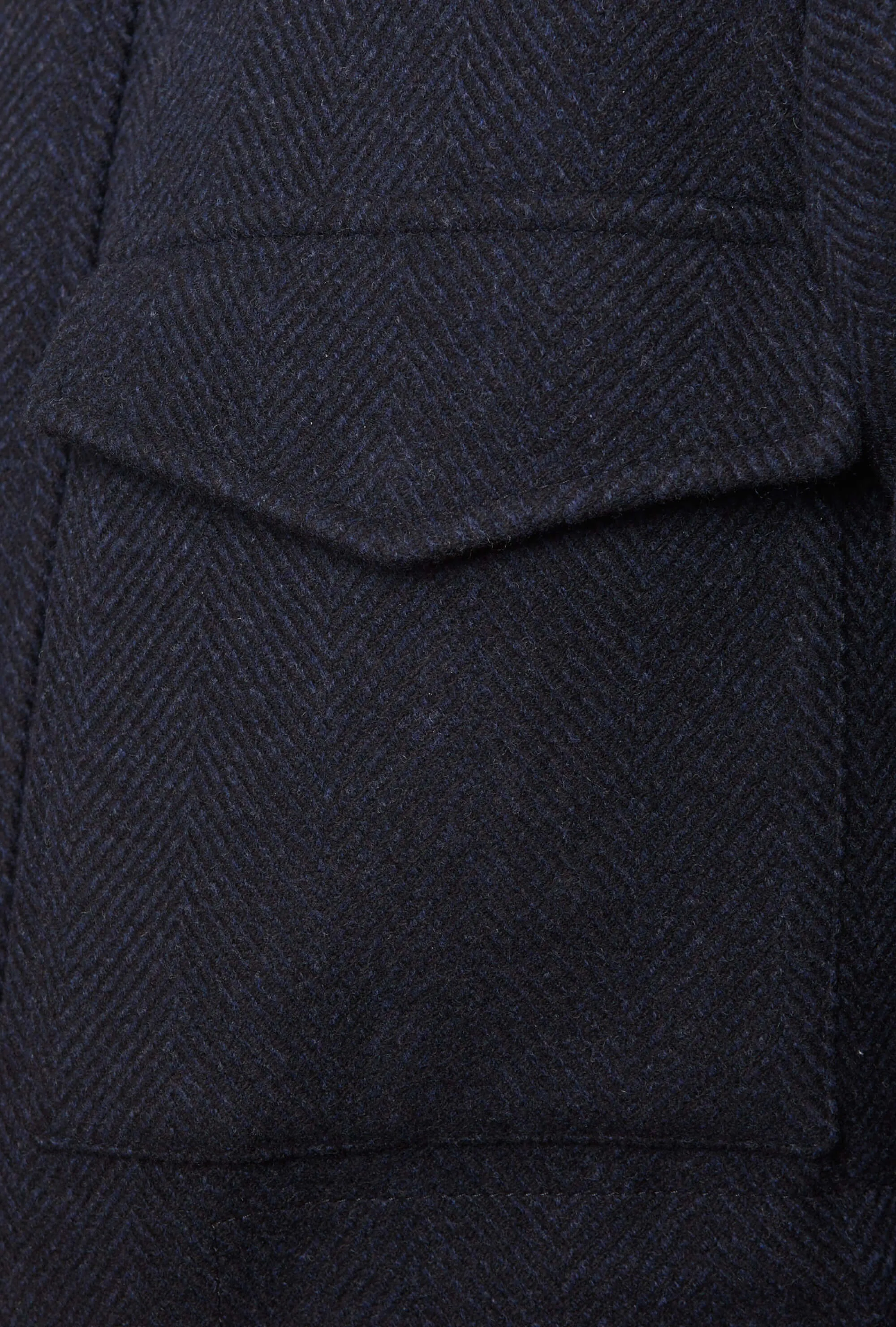 Country Coat Wool-Cashmere Navy Herringbone