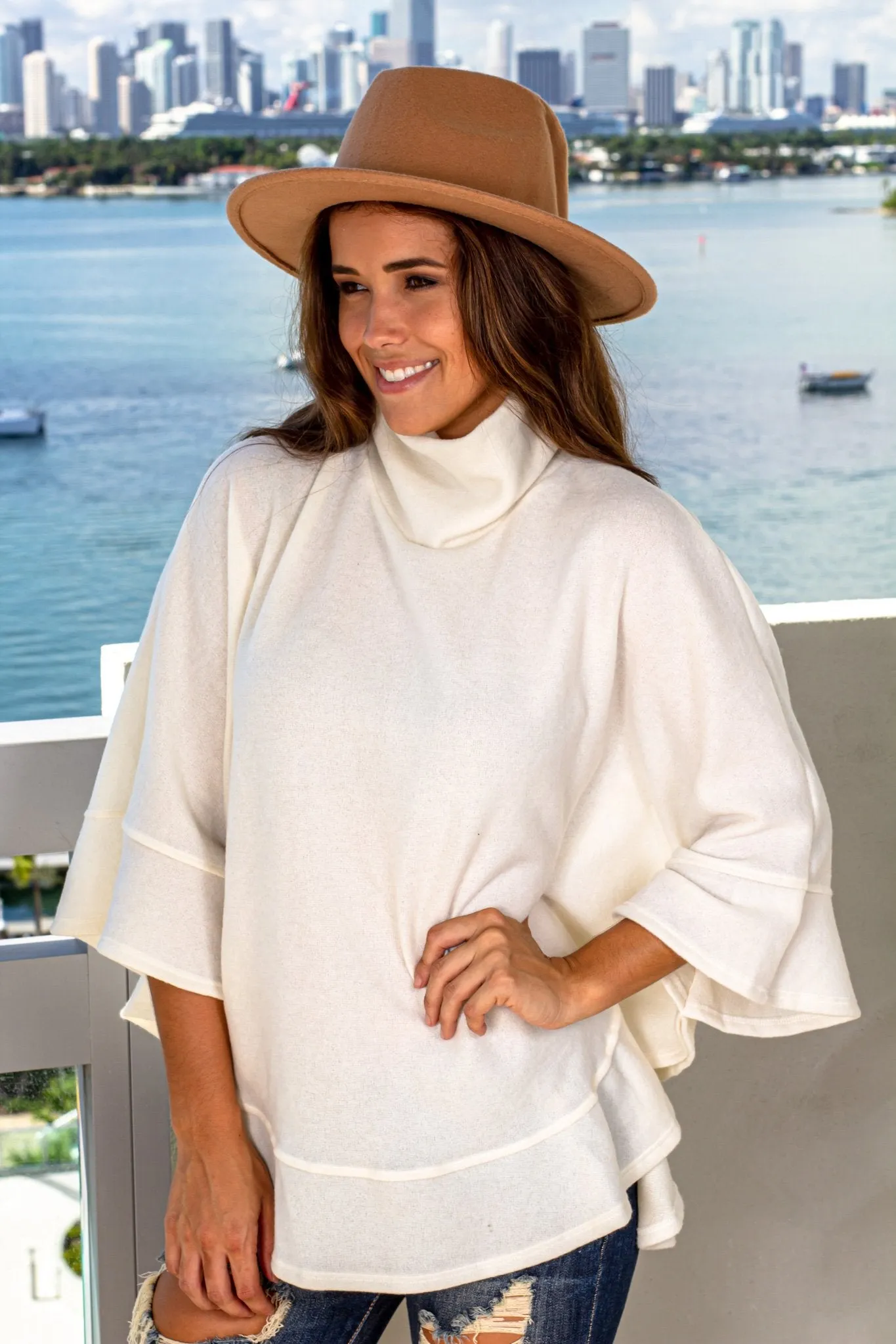 Cream Poncho Top