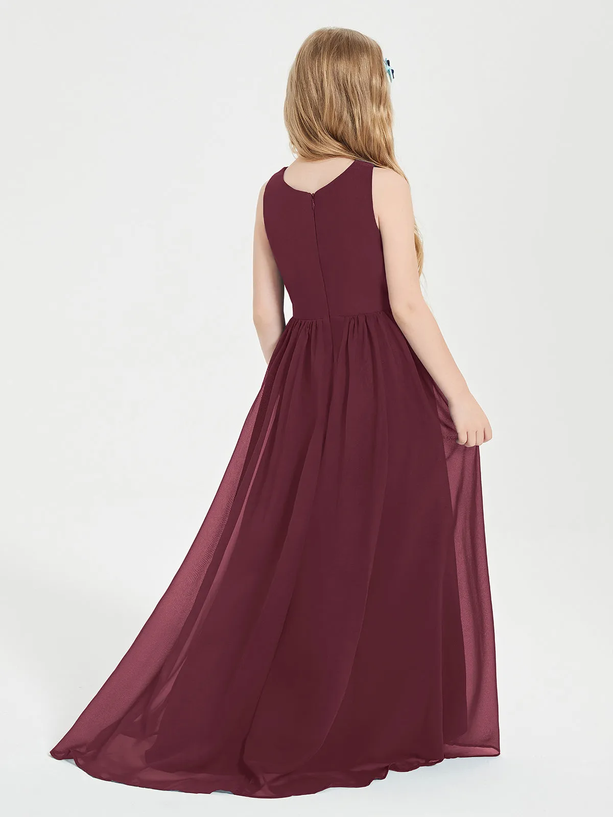 Exquisite Asymmetrical Junior Bridesmaid Dresses Scoop Neck Cabernet