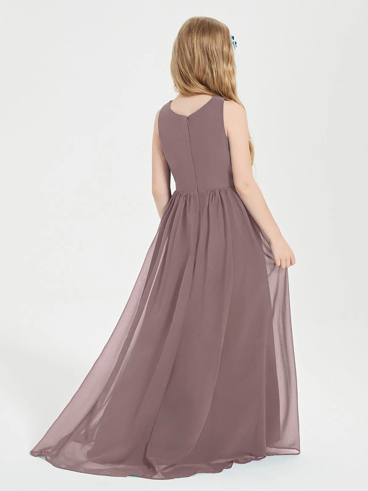 Exquisite Asymmetrical Junior Bridesmaid Dresses Scoop Neck Vintage Mauve