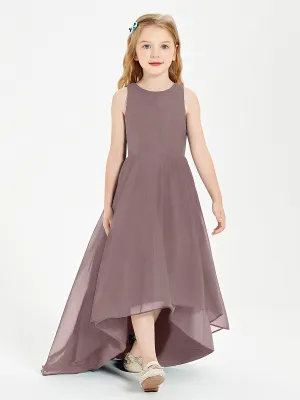 Exquisite Asymmetrical Junior Bridesmaid Dresses Scoop Neck Vintage Mauve