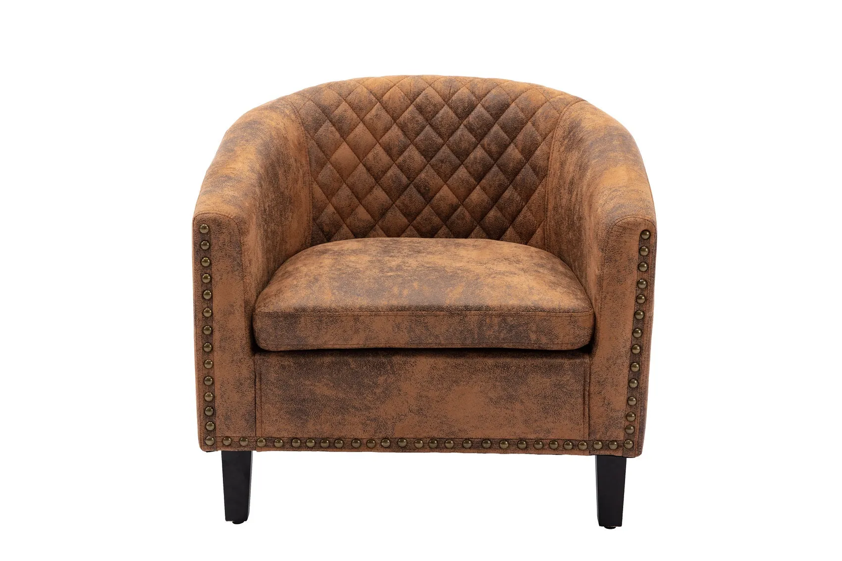 Fablise Accent Barrel Armchair with Nailheads in Light Coffee