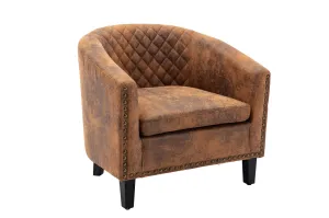 Fablise Accent Barrel Armchair with Nailheads in Light Coffee