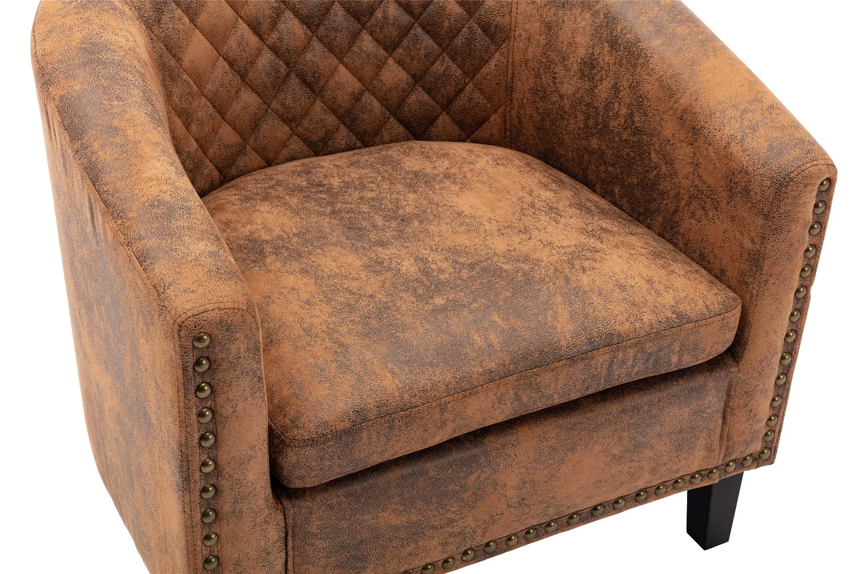 Fablise Accent Barrel Armchair with Nailheads in Light Coffee