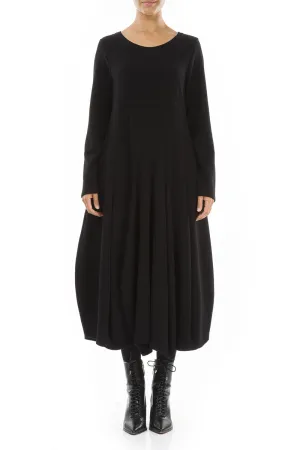 Flared Black Jersey Cotton Dress