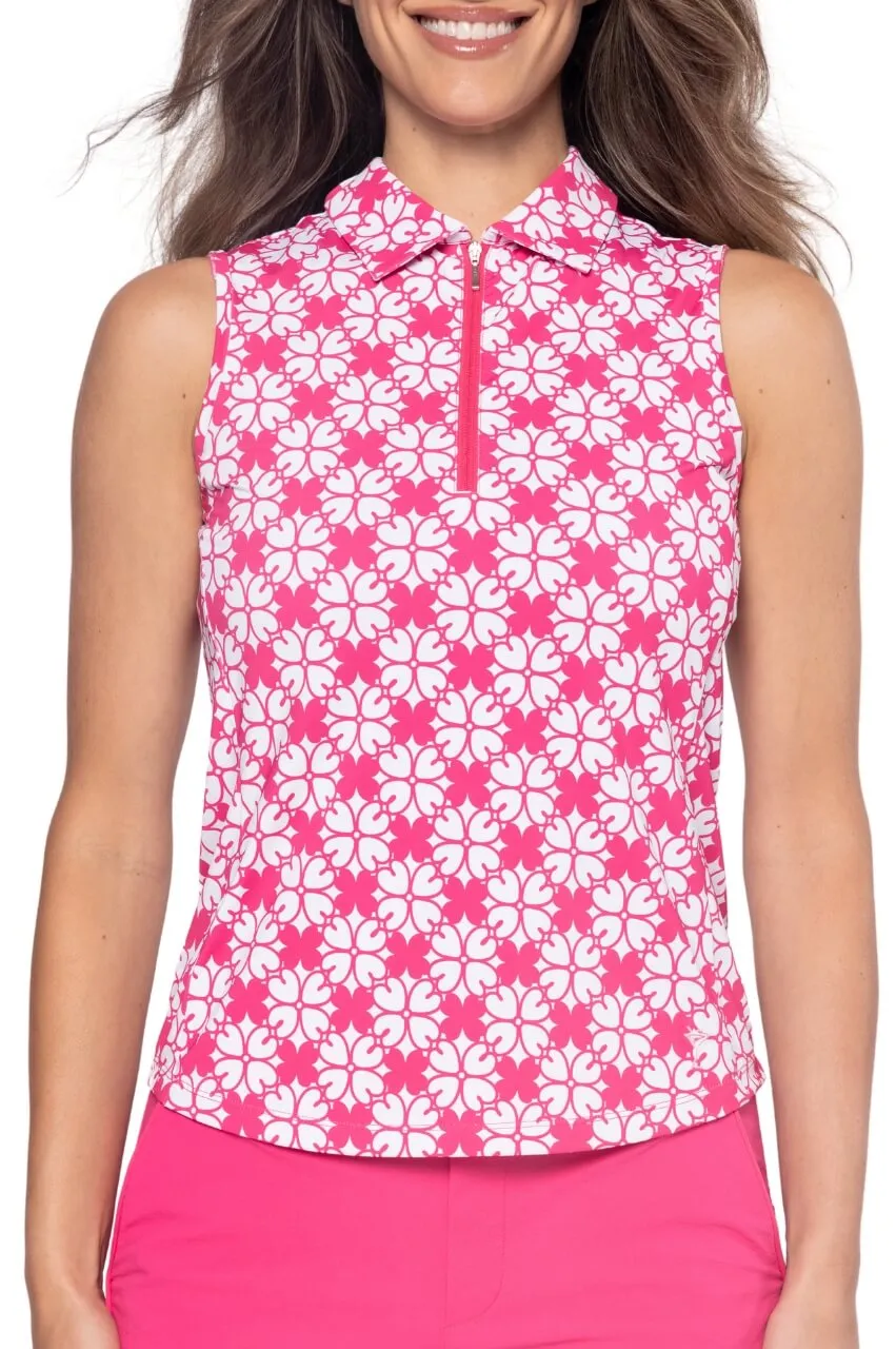 Floral Sleeveless Cool Girl Polo