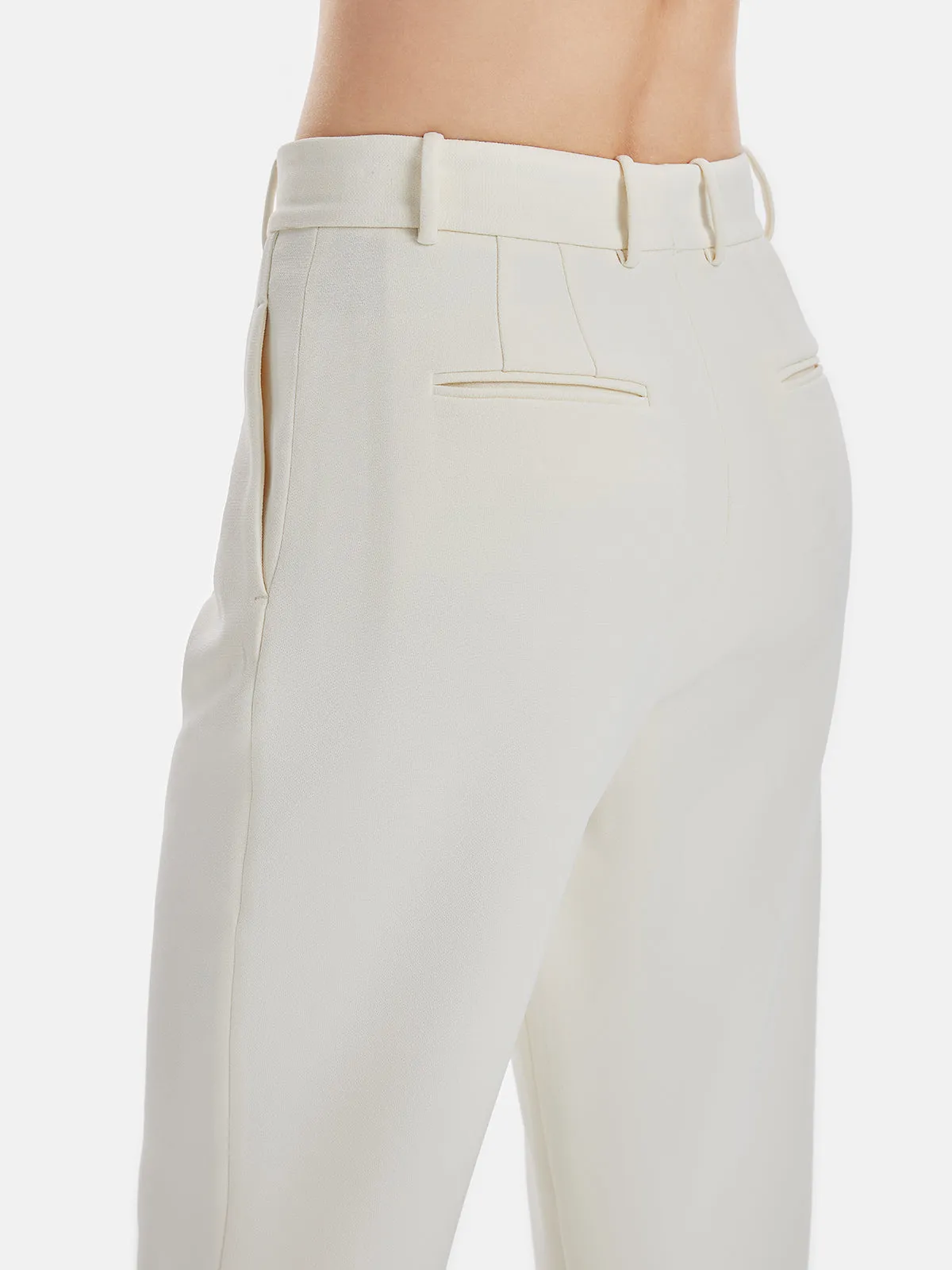 High-Waist Feather Trim Pants