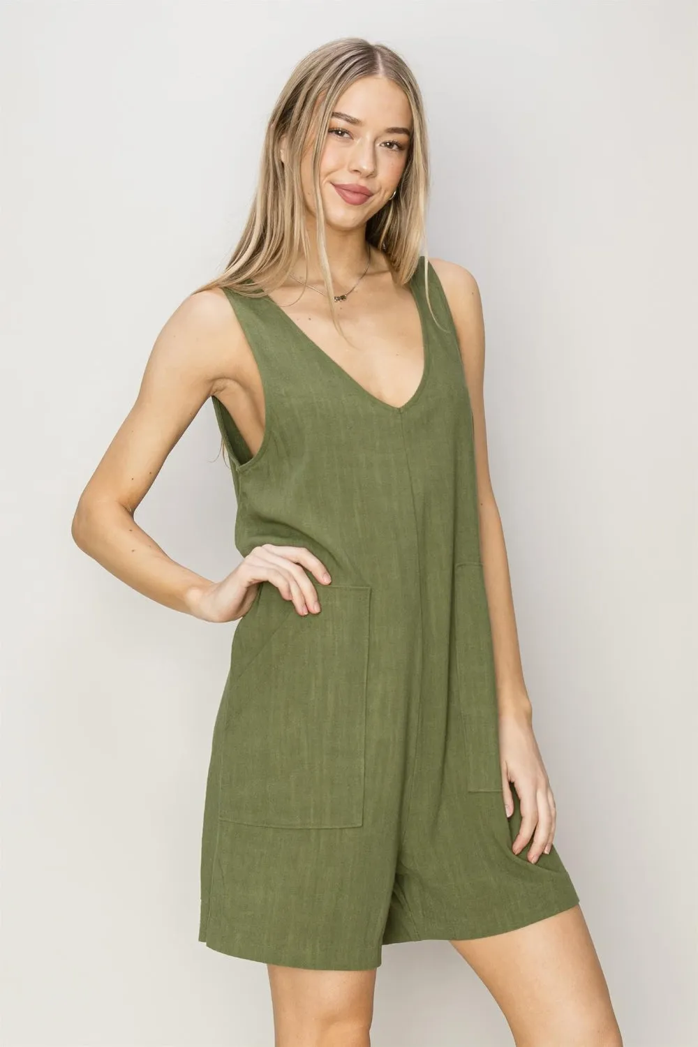 HYFVE V-Neck Sleeveless Romper with Pockets