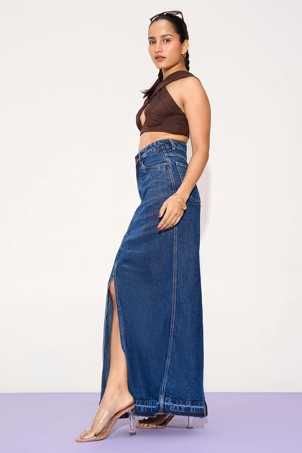 Indigo Skyler Mid Slit Maxi Skirt