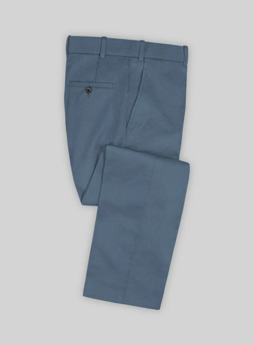 Italian Petrol Blue Cotton Stretch Suit