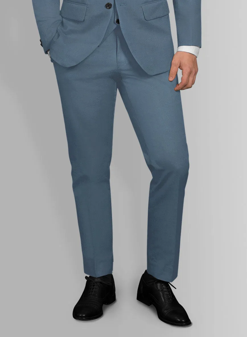 Italian Petrol Blue Cotton Stretch Suit