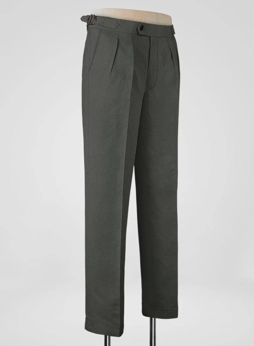 Italian Prato Gray Linen Highland Trousers