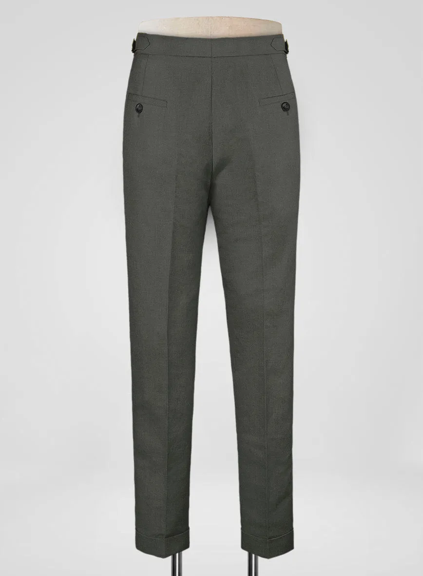 Italian Prato Gray Linen Highland Trousers