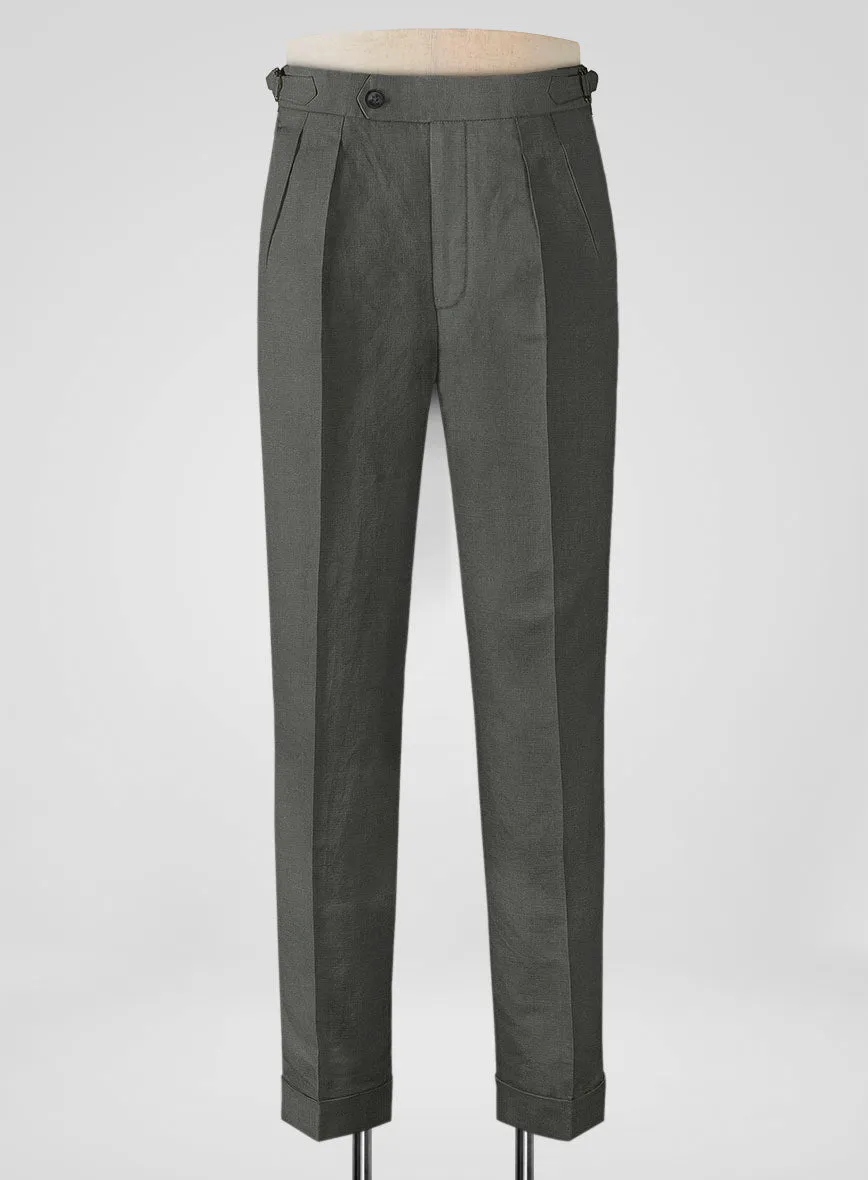 Italian Prato Gray Linen Highland Trousers