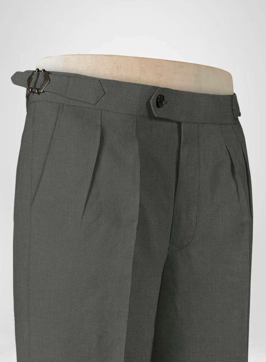 Italian Prato Gray Linen Highland Trousers