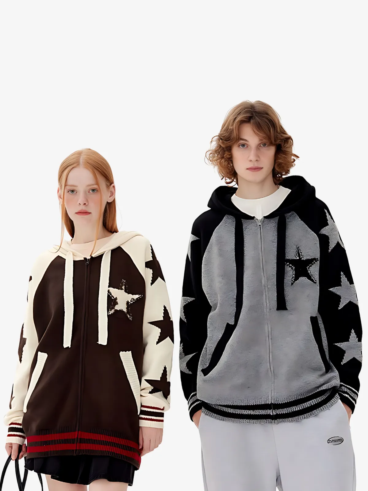 KG Textured Star Patterned Zip Up Hoodie