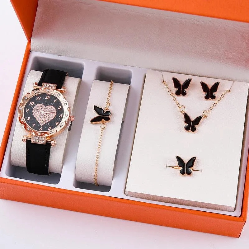 Korean Minimalist High-End Quartz Watch Set Elegant Fashion Timepiece