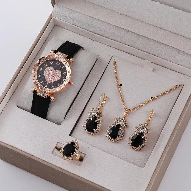 Korean Minimalist High-End Quartz Watch Set Elegant Fashion Timepiece