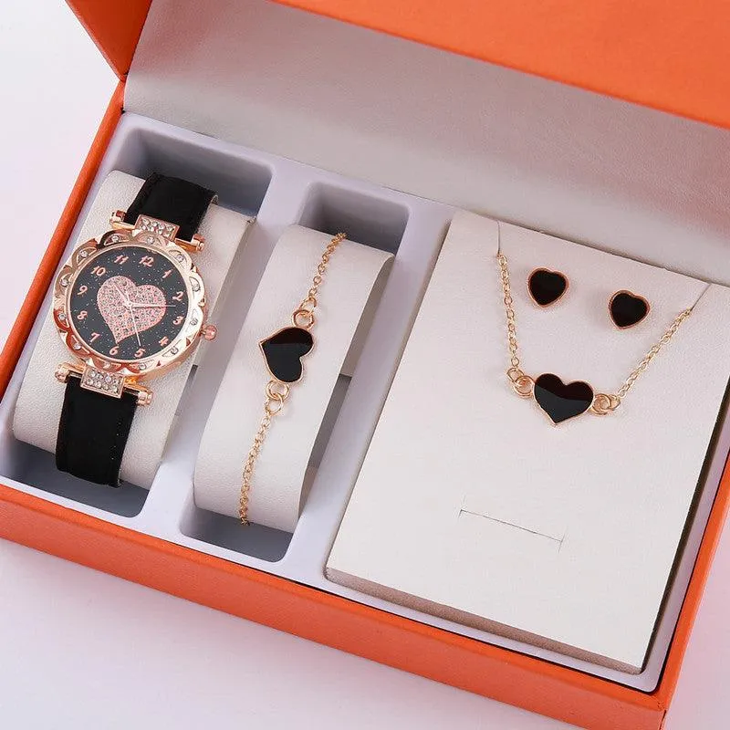 Korean Minimalist High-End Quartz Watch Set Elegant Fashion Timepiece