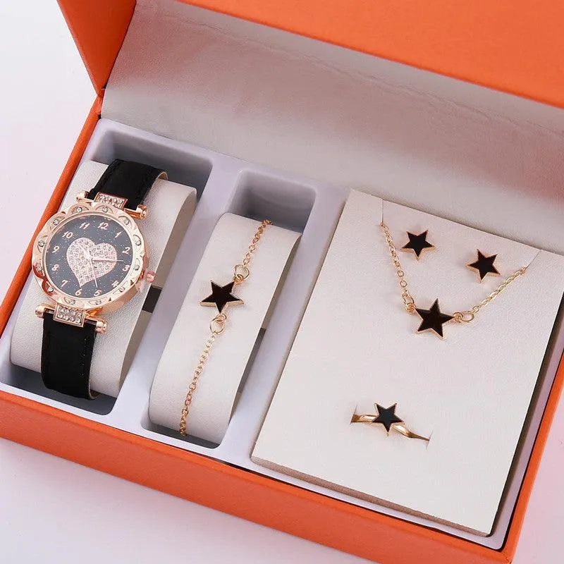 Korean Minimalist High-End Quartz Watch Set Elegant Fashion Timepiece