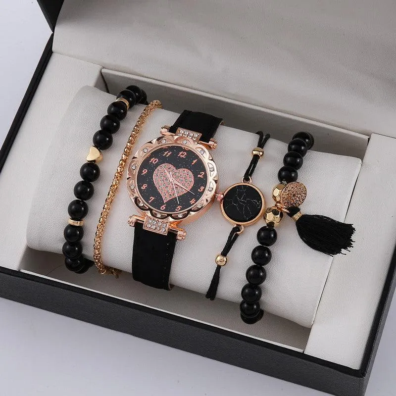 Korean Minimalist High-End Quartz Watch Set Elegant Fashion Timepiece