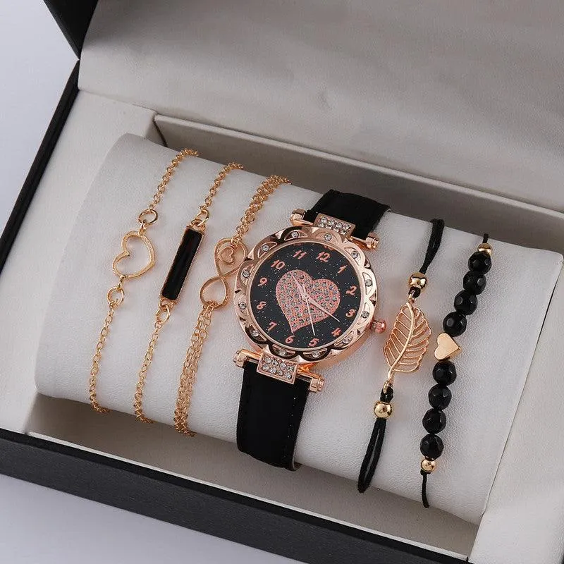 Korean Minimalist High-End Quartz Watch Set Elegant Fashion Timepiece