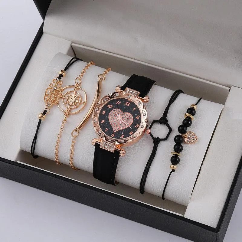 Korean Minimalist High-End Quartz Watch Set Elegant Fashion Timepiece