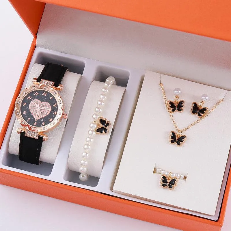 Korean Minimalist High-End Quartz Watch Set Elegant Fashion Timepiece