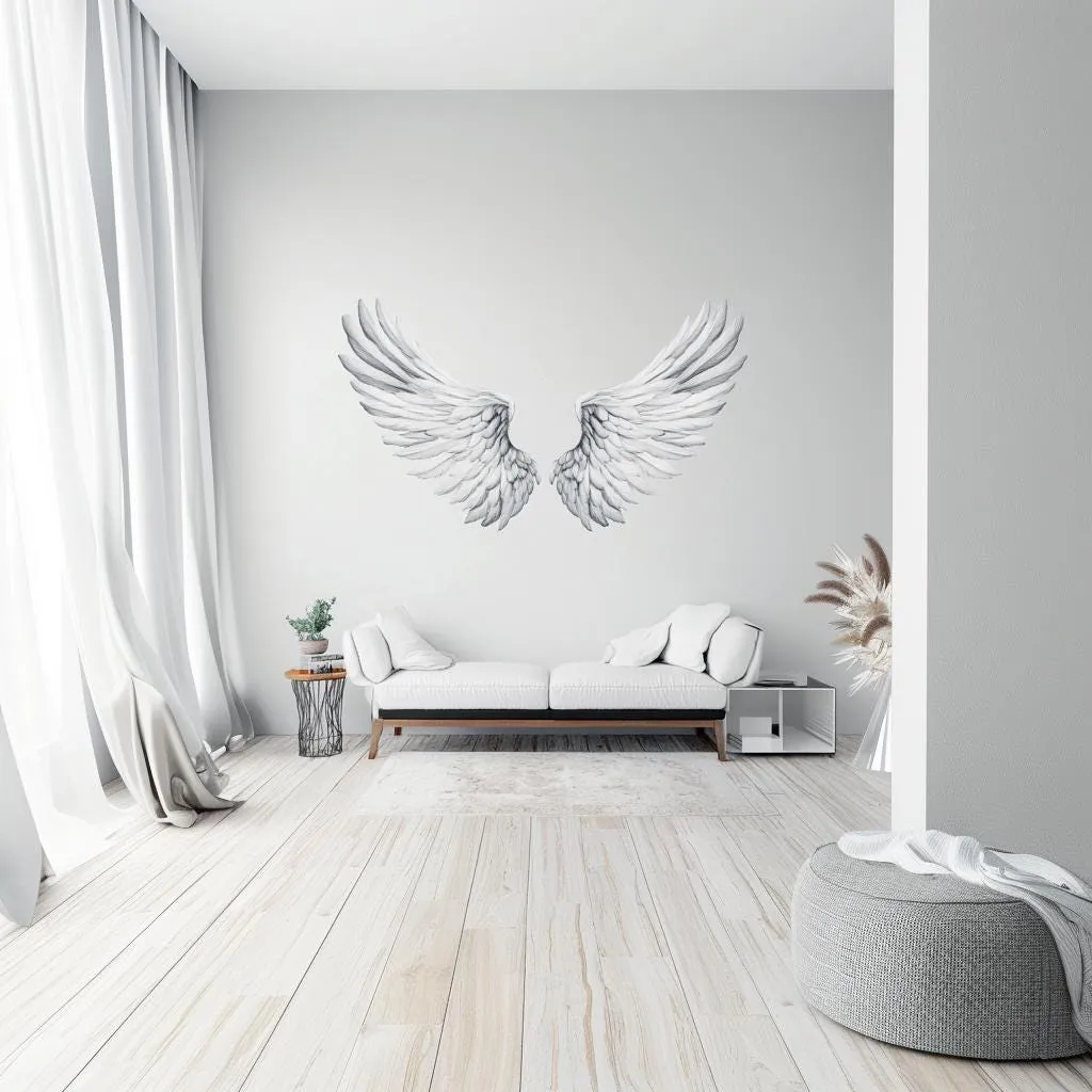 Large Angel Wings Wall Decal | Minimalist Wings Wall Sticker | Elegant Angel Wings Wall Art | Feathered Wings Decor