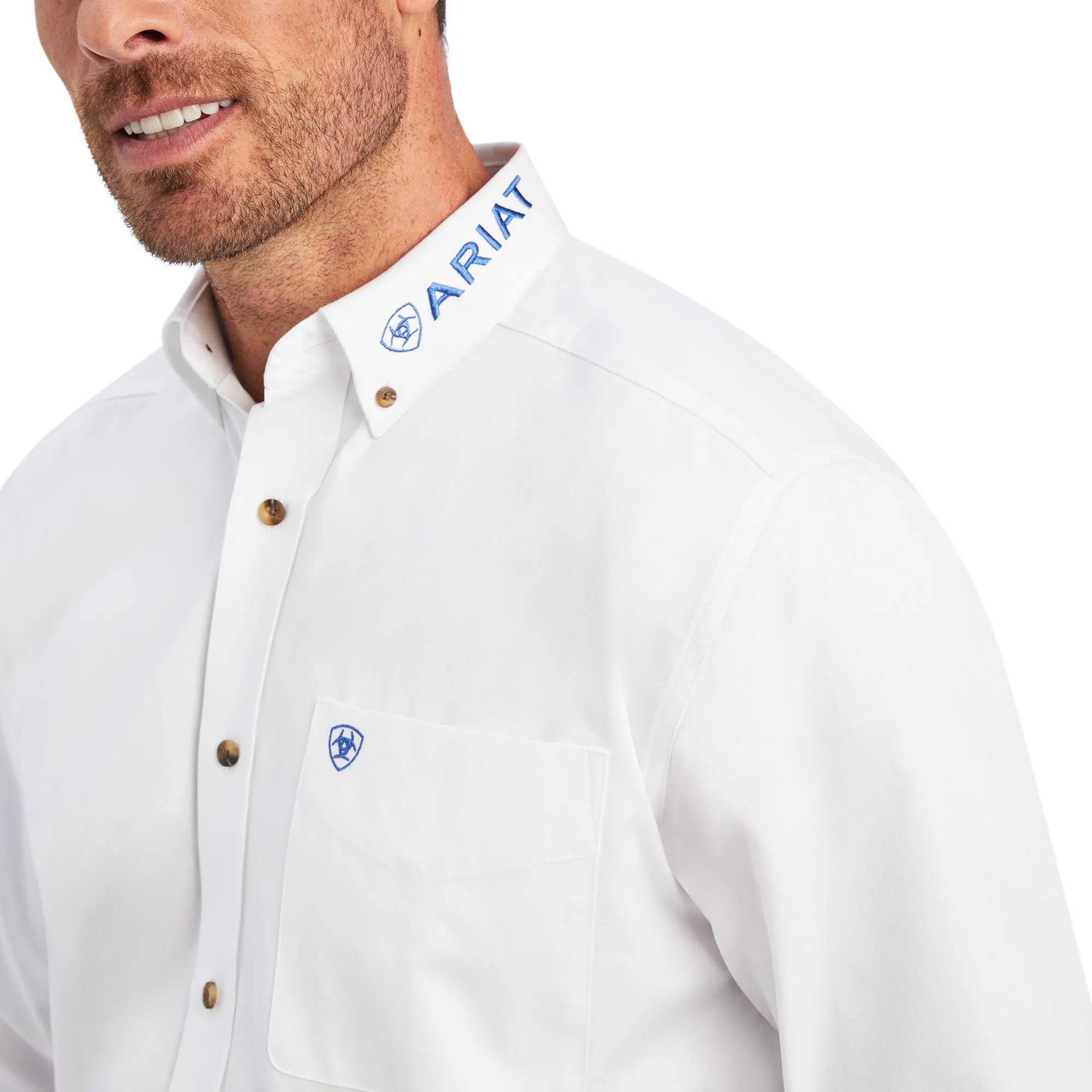 Men's White Team Logo Twill Classic Fit Shirt