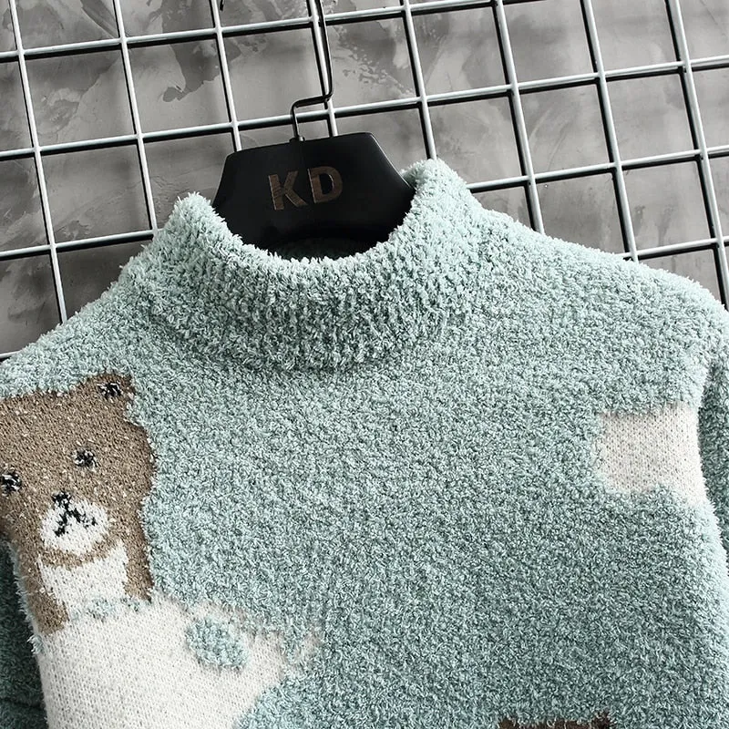 Pet Print Cashmere Turtleneck Sweaters