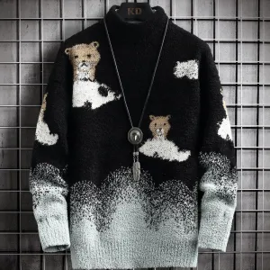 Pet Print Cashmere Turtleneck Sweaters