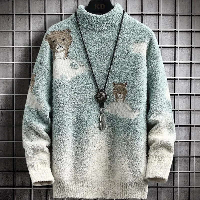 Pet Print Cashmere Turtleneck Sweaters