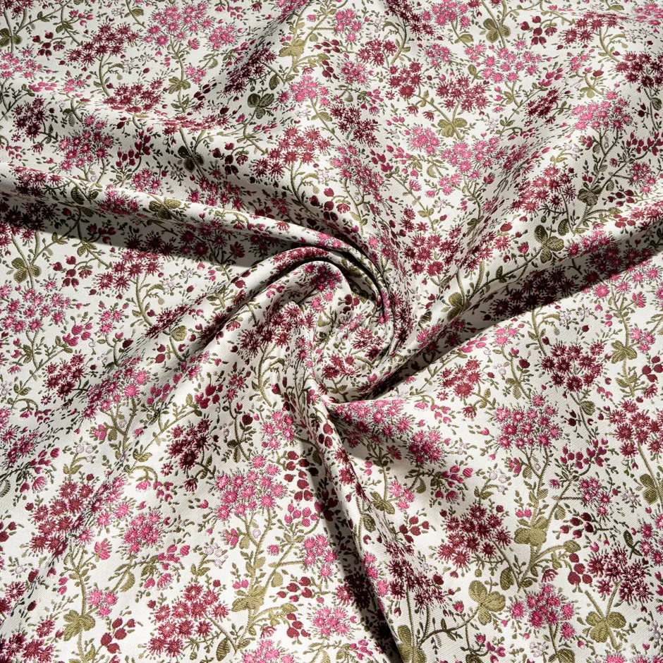 Pink Wild Floral Embroidered Brocade