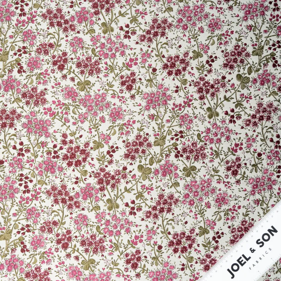 Pink Wild Floral Embroidered Brocade