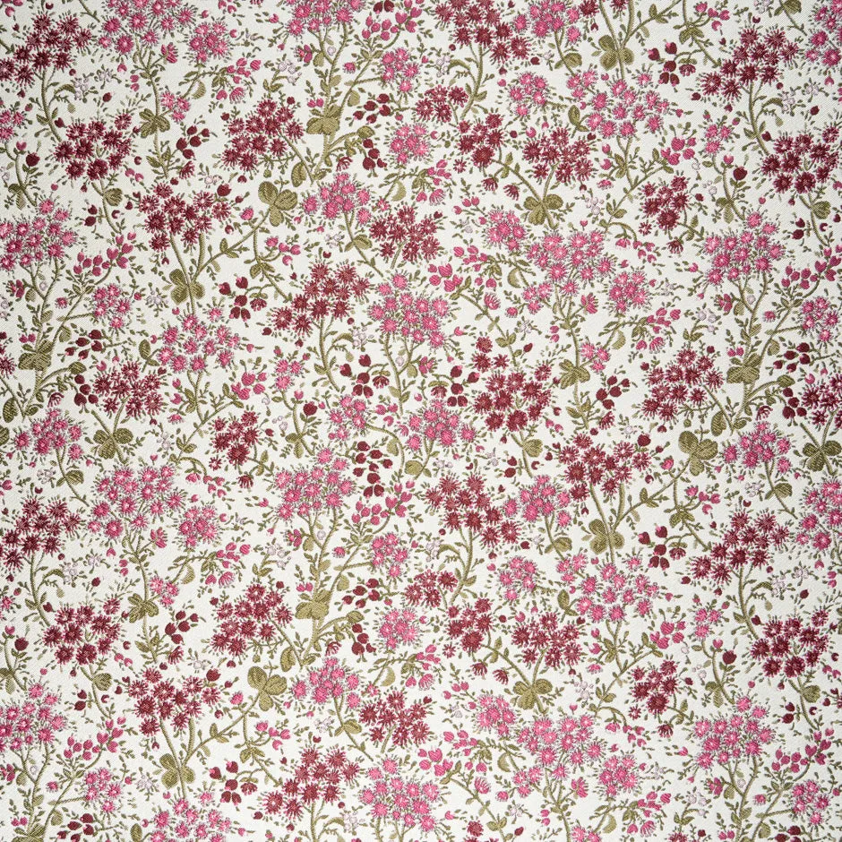 Pink Wild Floral Embroidered Brocade