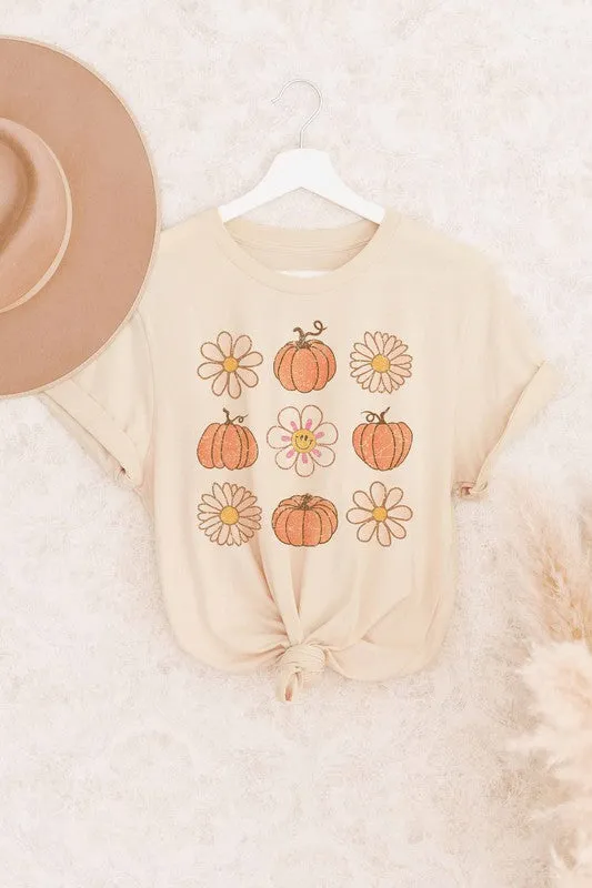 PUMPKINS AND FLOWERS GRAPHIC TEE PLUS SIZE